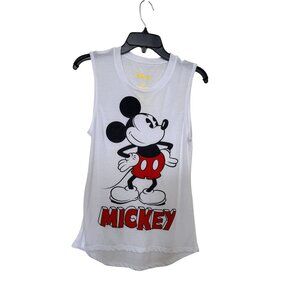 Disney Mickey Mouse Tank Top Womens Small White Graphic Sleeveless Tee Vacation
